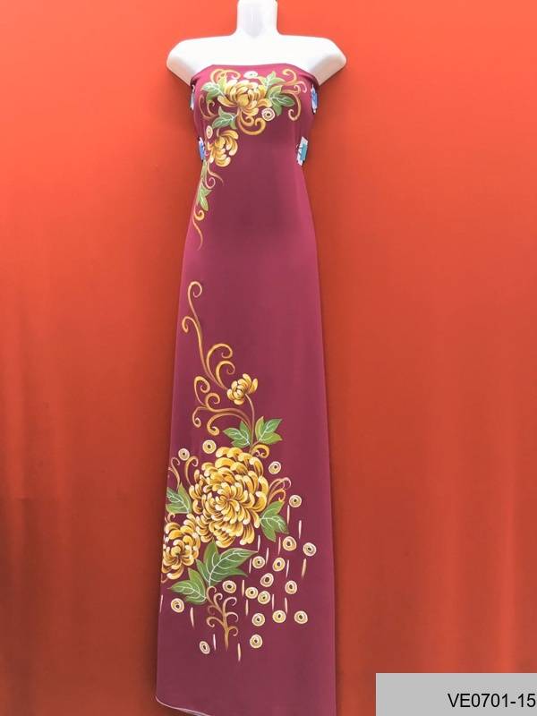 Vải Áo Dài Thái Tuấn Vẽ Hoa Cúc AD VE0701_14 2